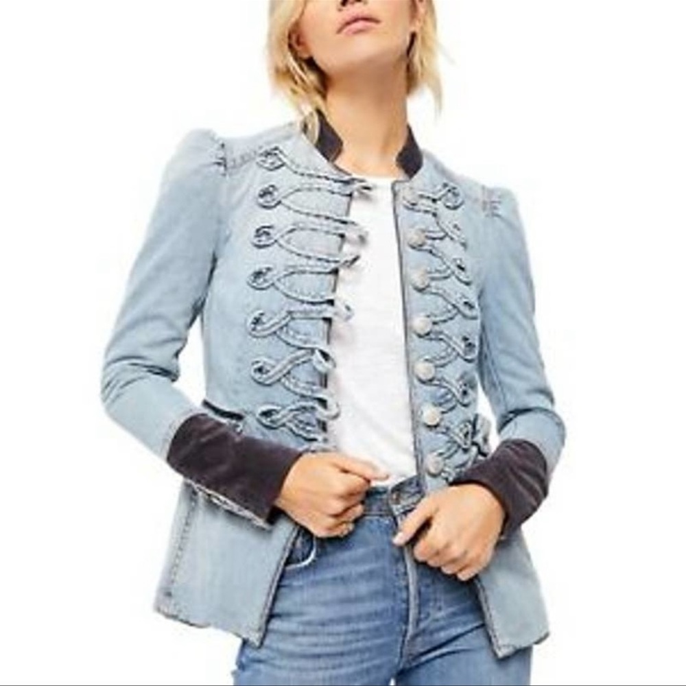 Free People Denim Seam & Structured Jacket Band NWT SMALL